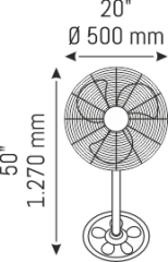 50 W - 26 İNÇ 3 PERVANELİ AYAKLI VANTİLATÖR