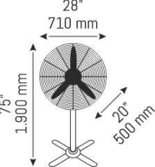 155 W - 26 İNÇ 3 PERVANELİ AYAKLI VANTİLATÖR