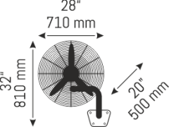 155 W - 26 İNÇ 3 PERVANELİ DUVAR VANTİLATÖRÜ