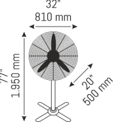 180 W - 30 İNÇ 3 PERVANELİ AYAKLI VANTİLATÖR