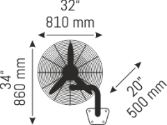 180 W - 30 İNÇ 3 PERVANELİ DUVAR VANTİLATÖRÜ